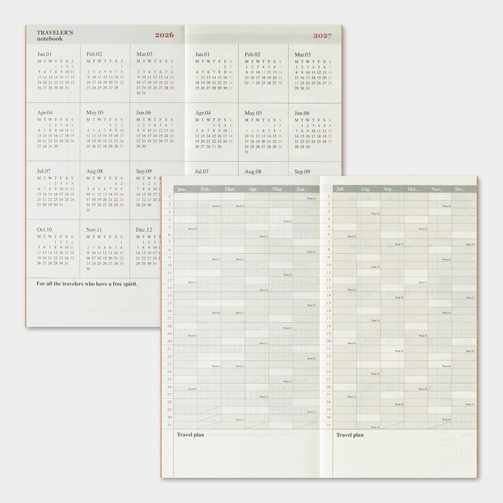 Traveler's Company Japan Midori Traveler's Notebook Refills 2026 TRAVELER'S Notebook Monthly Diary Refill - Regular Size by TRAVELER'S COMPANY
