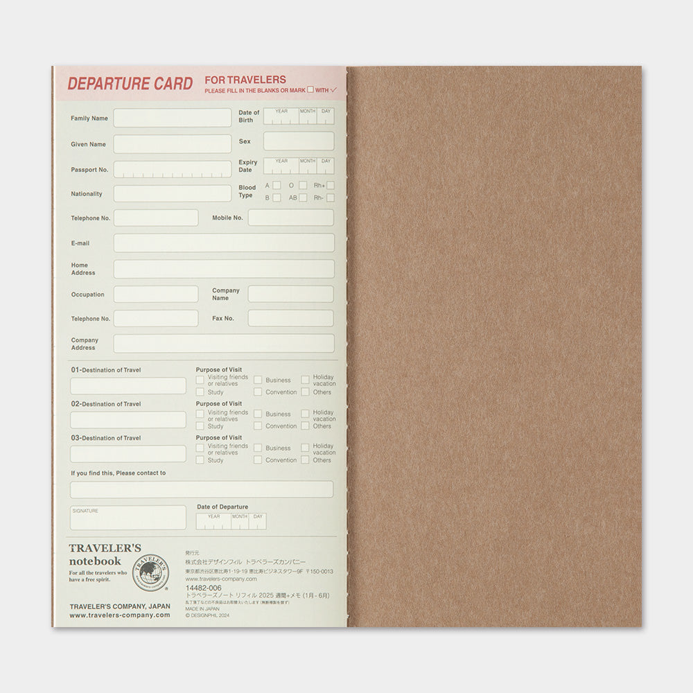 Traveler's Company Japan Midori Traveler's Notebook Refills 2026 TRAVELER'S Notebook Weekly + Memo Diary Refill - Regular Size by TRAVELER'S COMPANY