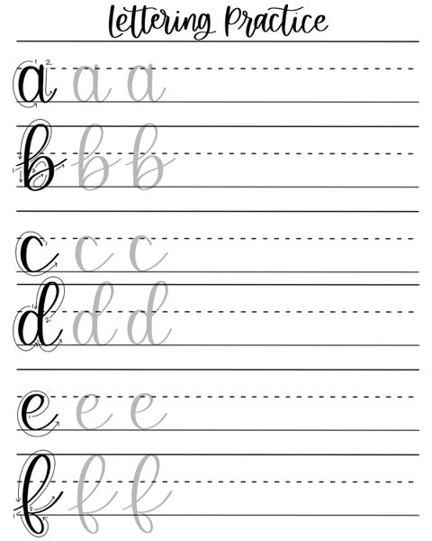 Brush Lettering Practice Sheets