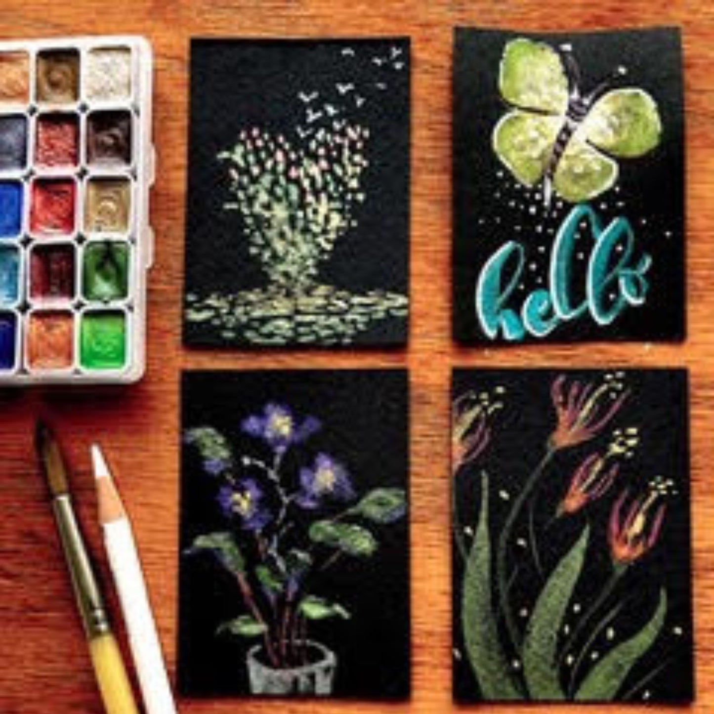 Metallic Watercolors: an ATC Workshop