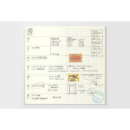 Traveler's Company Japan Midori Traveler's Notebook Refills 019 Traveler's Notebook Regular - Refill - Weekly Memo Planner Diary Notebook
