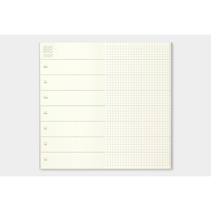 Traveler's Company Japan Midori Traveler's Notebook Refills 019 Traveler's Notebook Regular - Refill - Weekly Memo Planner Diary Notebook