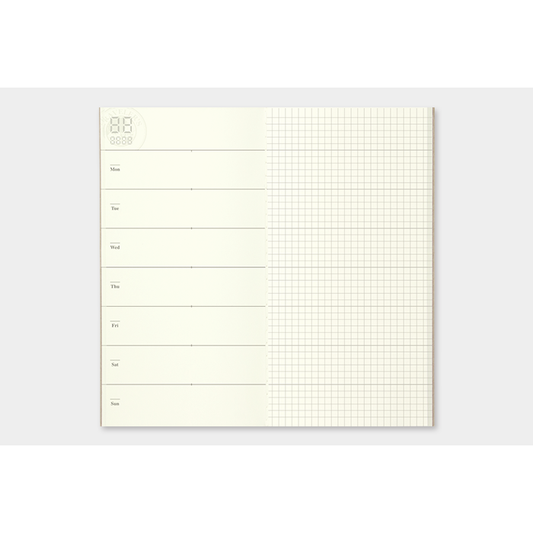 Traveler's Company Japan Midori Traveler's Notebook Refills 019 Traveler's Notebook Regular - Refill - Weekly Memo Planner Diary Notebook