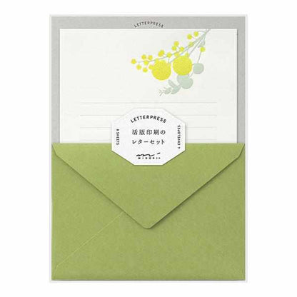 Midori Stationery Letterpress Letter Set - Yellow Bouquet