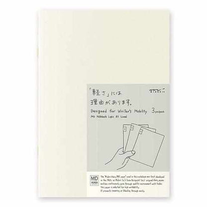 Midori Notebook MD Paper Notebook Light - A5 Ruled - Set of 3