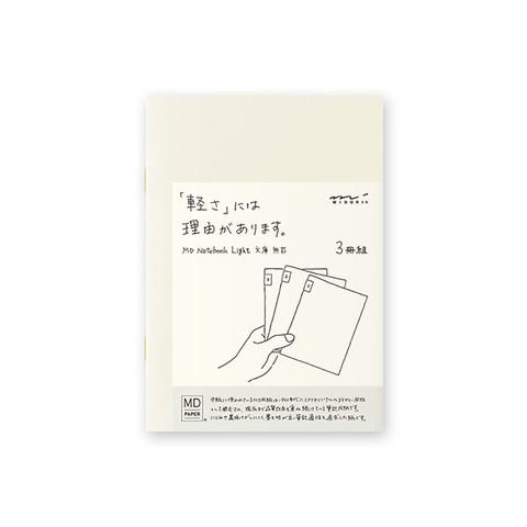 Midori Notebook MD Paper Notebook Light - A6 Blank - Set of 3