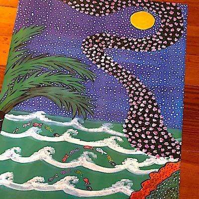 The Paper Seahorse print Tropical Nights The World of Gail Bell Posters