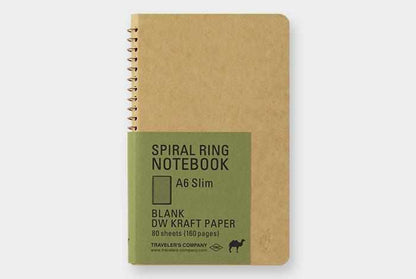 Traveler's Company Japan Notebook A6 Slim Traveler's Company Spiral Ring Notebook - Blank DW Kraft Paper (Camel)
