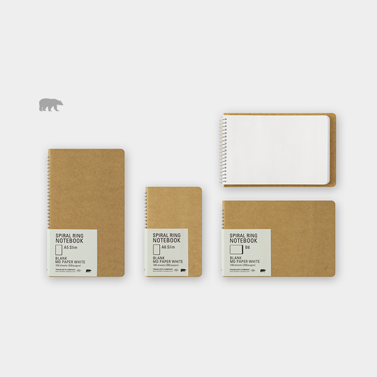 Traveler's Company Japan Notebook Traveler's Company Spiral Ring Notebook - Blank MD Paper White (Bear)