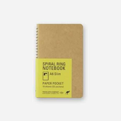 Traveler's Company Japan Notebook A6 Slim Traveler's Company Spiral Ring Notebook - Paper Pocket (Kangaroo)